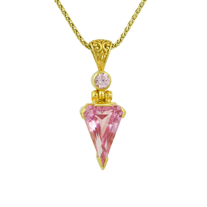Superman Imperial Pink Sapphire Pendant, set in Sterling Silver plated in Yellow Gold