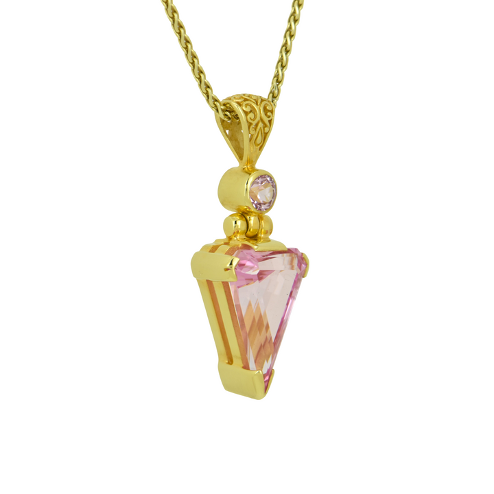 Superman Imperial Pink Sapphire Pendant, set in Sterling Silver plated in Yellow Gold