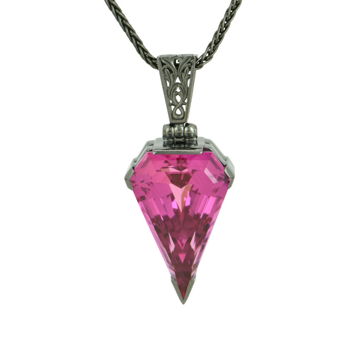 Superman Shasta Pink Sapphire Pendant, set in Sterling Silver plated in Black Rhodium