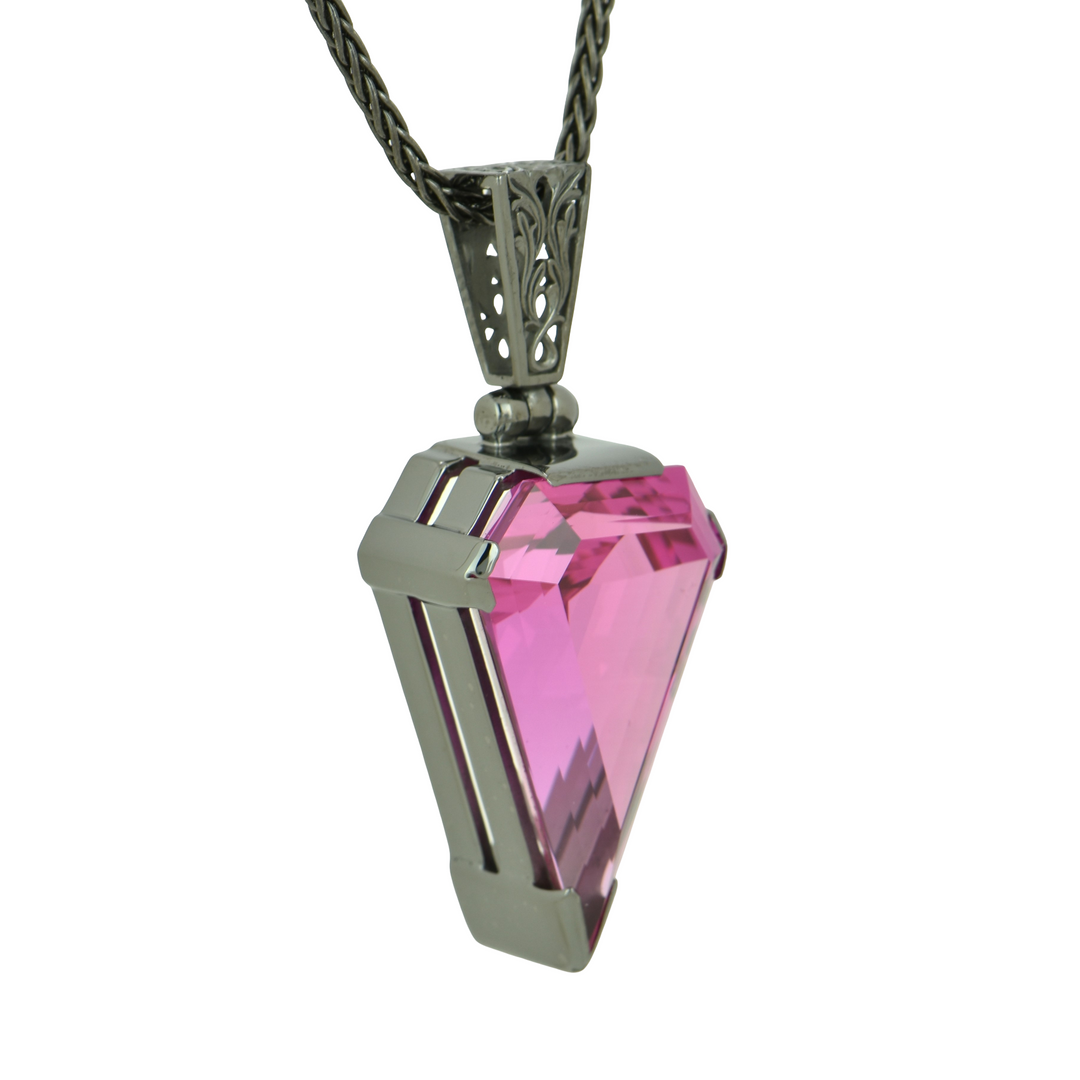 Superman Shasta Pink Sapphire Pendant, set in Sterling Silver plated in Black Rhodium
