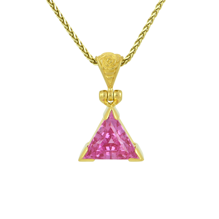 Pyramid Shasta Pink Sapphire Pendant, set in Sterling Silver plated in Yellow Gold