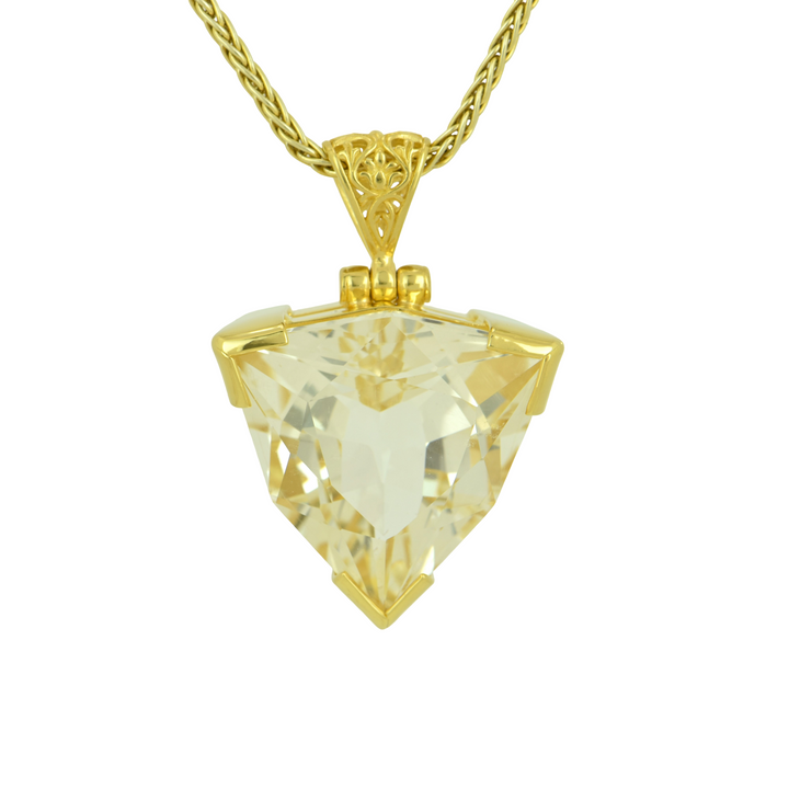 Trillion Citrine Pendant, set in Sterling Silver plated in Yellow Gold