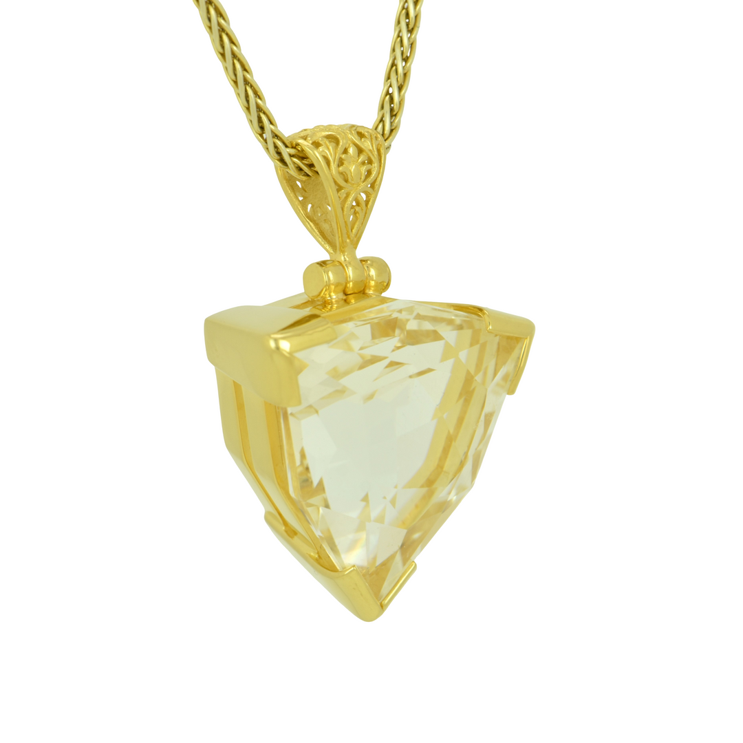 Trillion Citrine Pendant, set in Sterling Silver plated in Yellow Gold