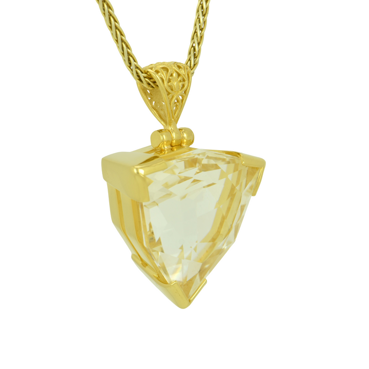 Trillion Citrine Pendant, set in Sterling Silver plated in Yellow Gold