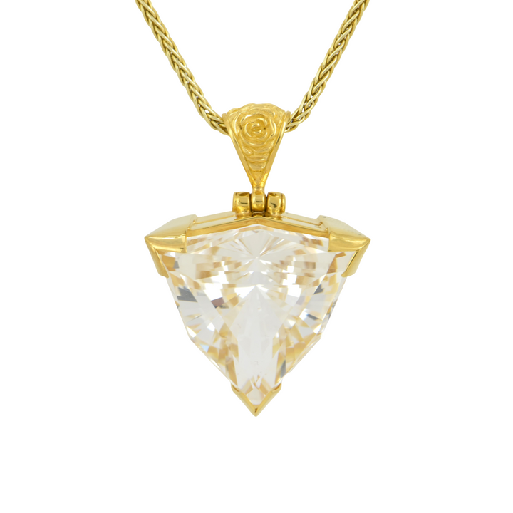Trillion White Sapphire Pendant, set in Sterling Silver plated in Yellow Gold