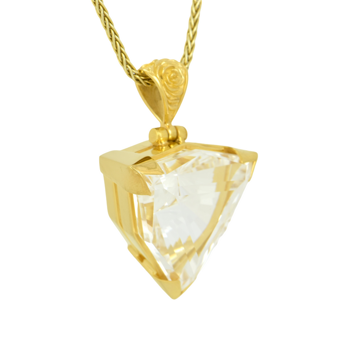Trillion White Sapphire Pendant, set in Sterling Silver plated in Yellow Gold