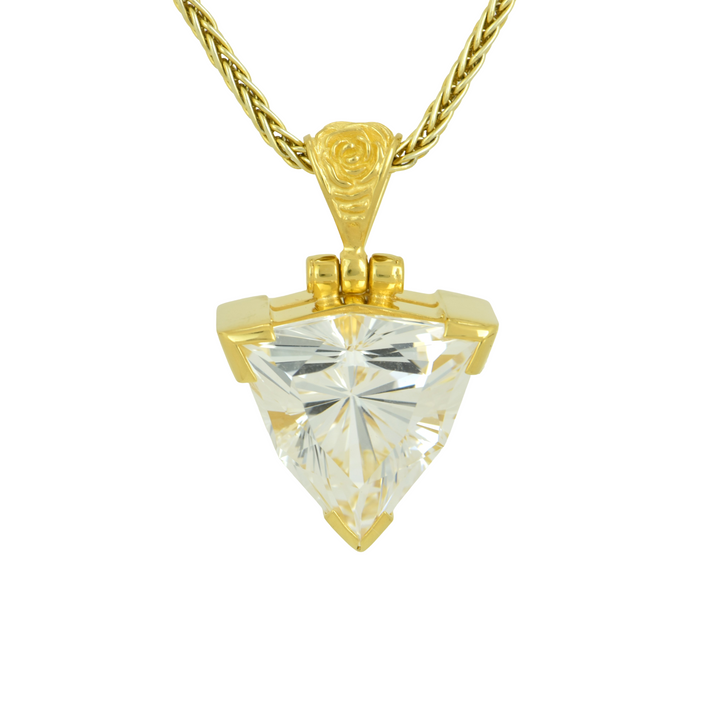 Trillion White Sapphire Pendant, set in Sterling Silver plated in Yellow Gold