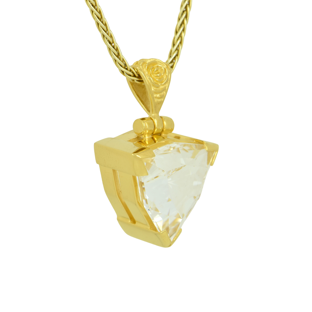 Trillion White Sapphire Pendant, set in Sterling Silver plated in Yellow Gold