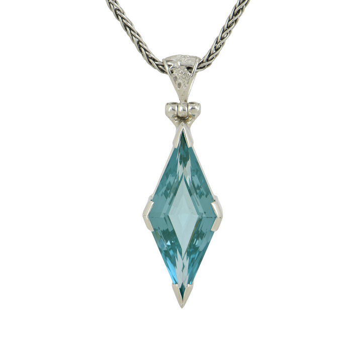 Paraiba Effect Spinel Pendant, set in Sterling Silver plated in White Rhodium