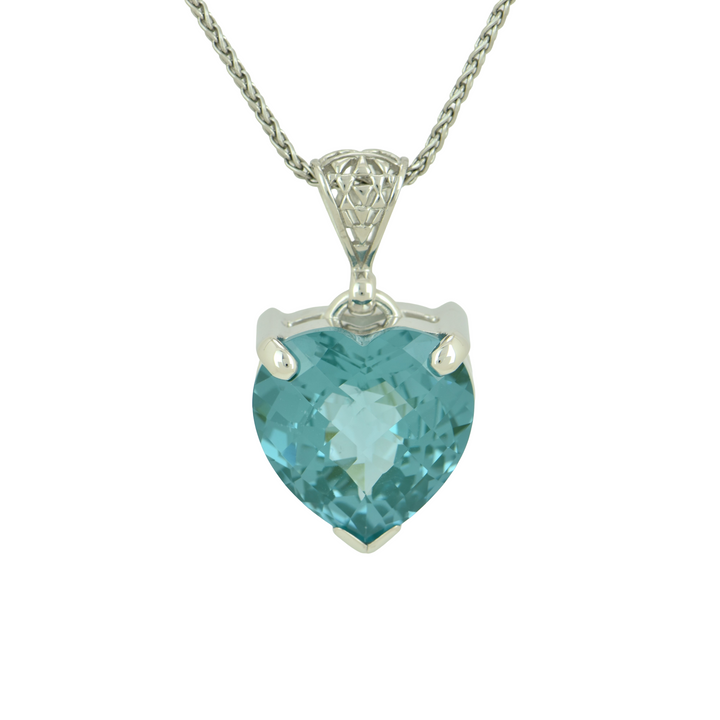 Paraiba Effect Spinel Pendant, set in Sterling Silver plated in White Rhodium