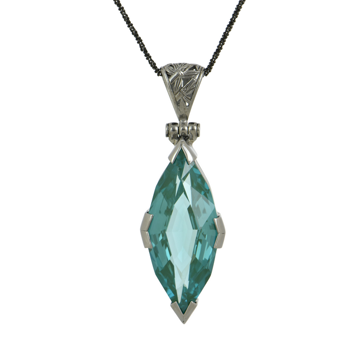 Paraiba Effect Spinel Pendant, set in Sterling Silver plated in Black Rhodium
