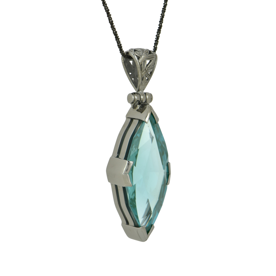 Paraiba Effect Spinel Pendant, set in Sterling Silver plated in Black Rhodium
