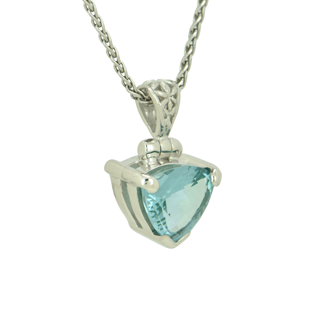 Trillion Paraiba Effect Spinel Pendant, set in Sterling Silver plated in White Rhodium