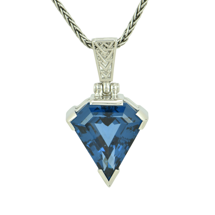Superman Blue Green Spinel Pendant, set in Sterling Silver plated in White Rhodium