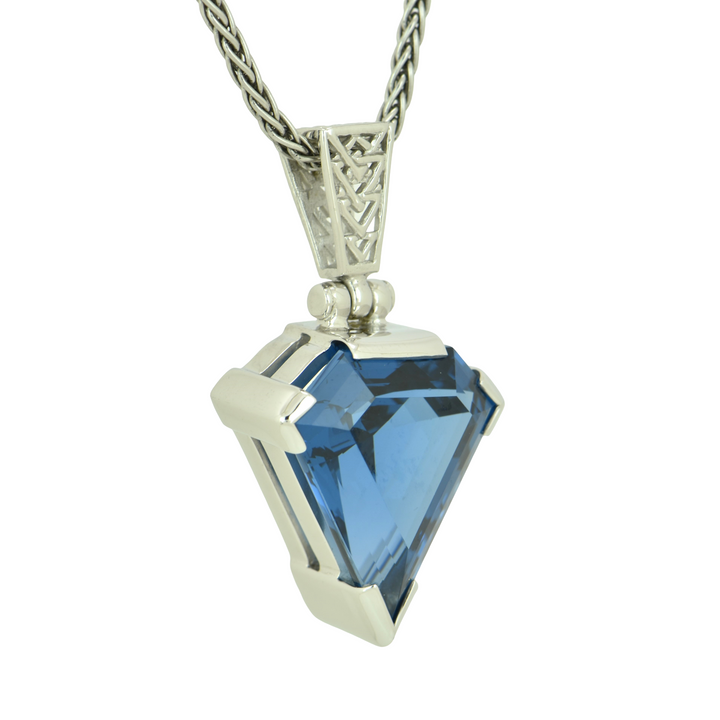 Superman Blue Green Spinel Pendant, set in Sterling Silver plated in White Rhodium