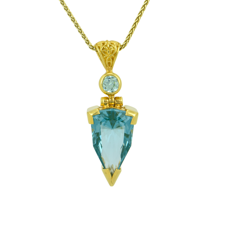 Trillion Paraiba Effect Spinel Pendant, set in Sterling Silver plated in White Rhodium