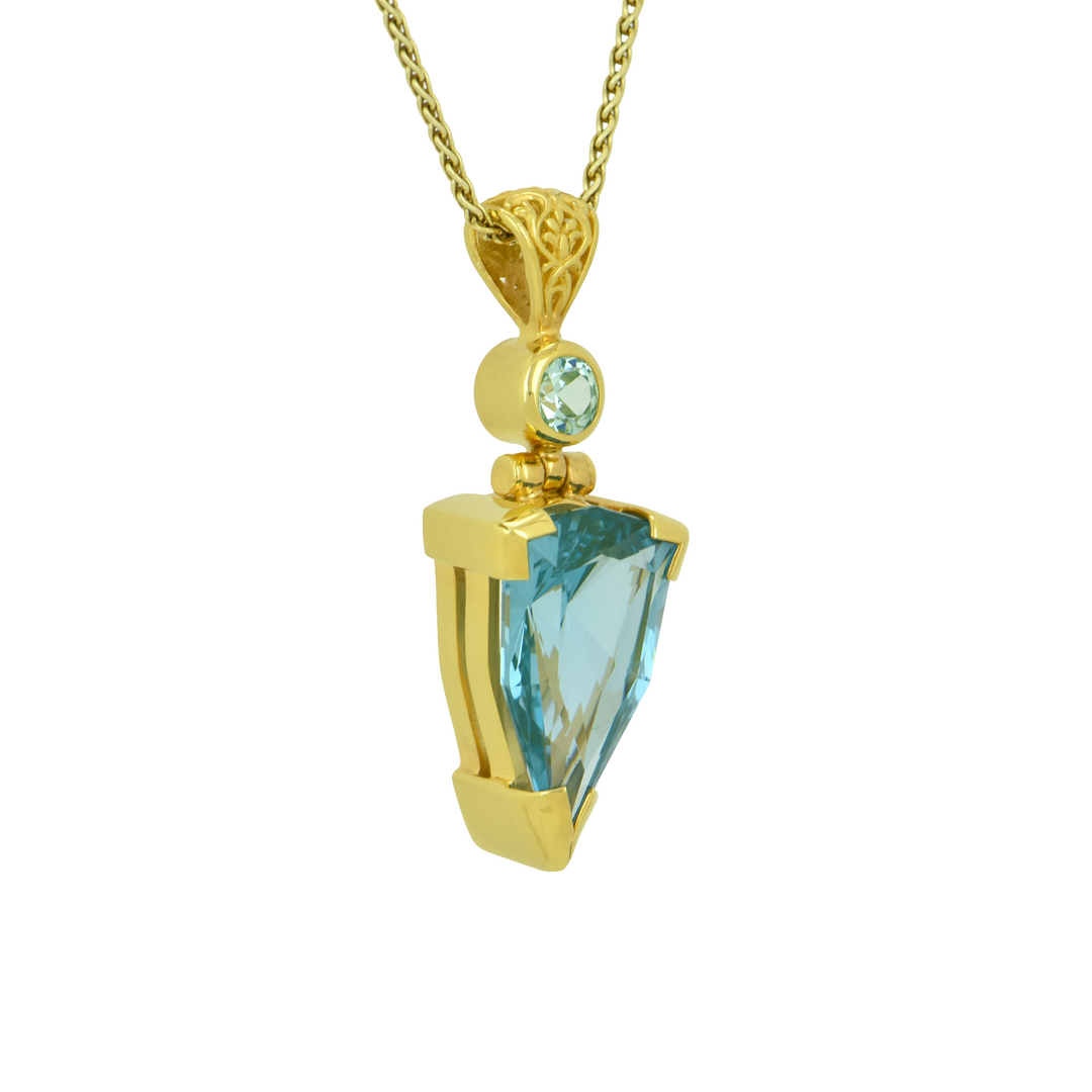 Trillion Paraiba Effect Spinel Pendant, set in Sterling Silver plated in White Rhodium