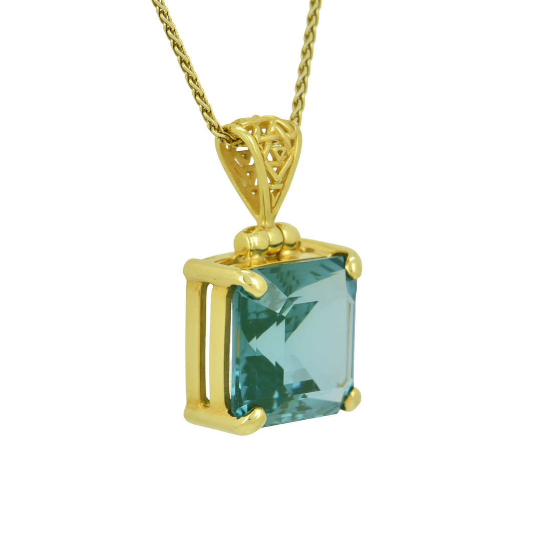 Paraiba Effect Spinel Pendant, set in Sterling Silver plated in Yellow Gold