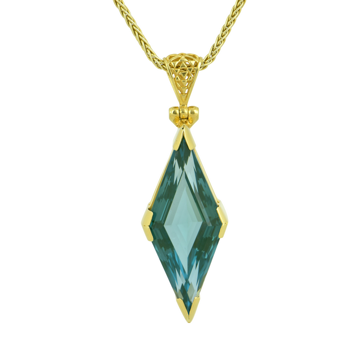 Paraiba Effect Spinel Pendant, set in Sterling Silver plated in Yellow Gold