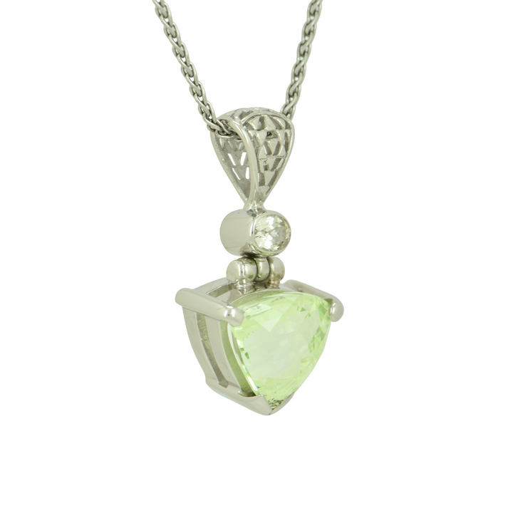 Trillion Mint Green Spinel Pendant, set in Sterling Silver plated in White Rhodium