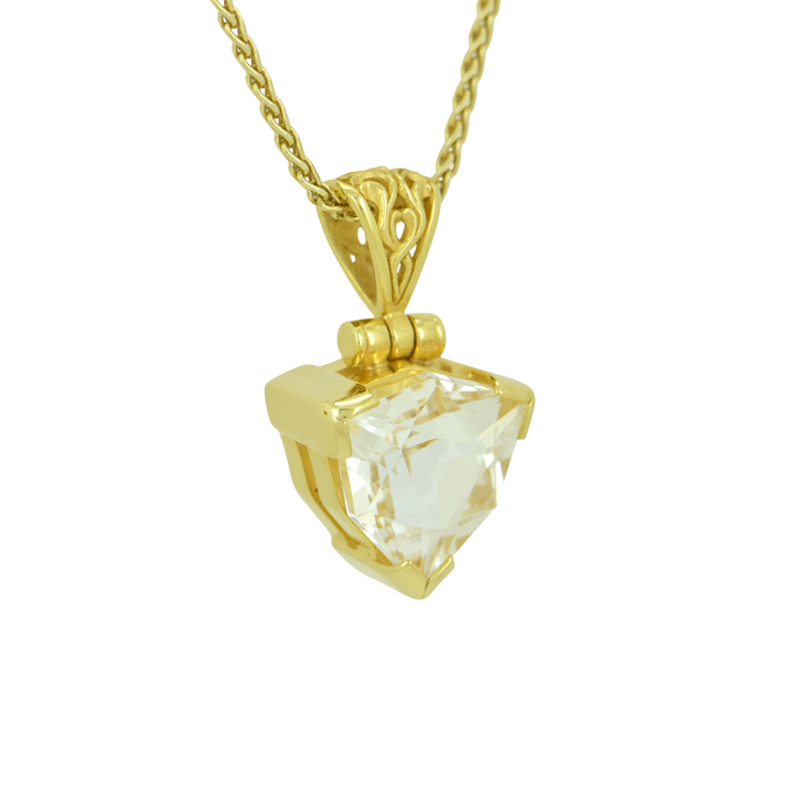 Trillion Danburite Pendant, set in Sterling Silver plated in Yellow Gold