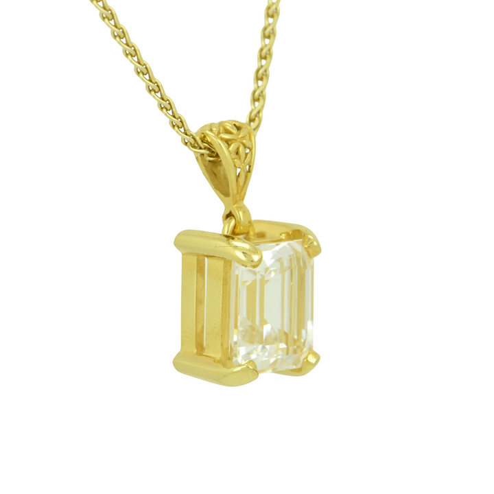 Emerald Cut Danburite Pendant, set in Sterling Silver plated in Yellow Gold