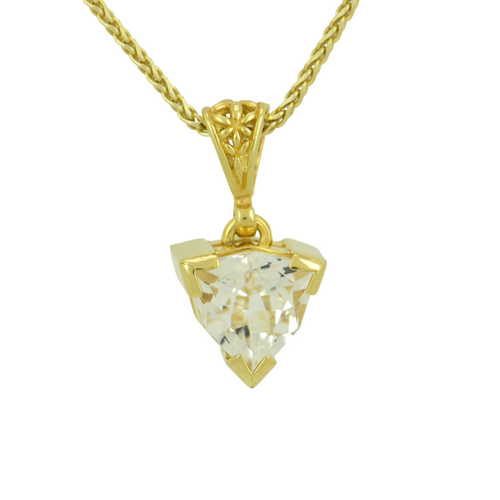 Trillion Danburite Pendant, set in Sterling Silver plated in Yellow Gold