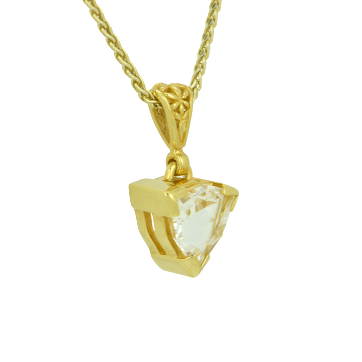Trillion Danburite Pendant, set in Sterling Silver plated in Yellow Gold