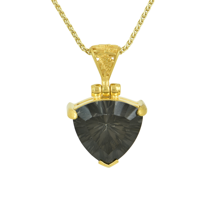 Trillion Midnight Mystic Quartz Pendant, set in Sterling Silver plated in Yellow Gold