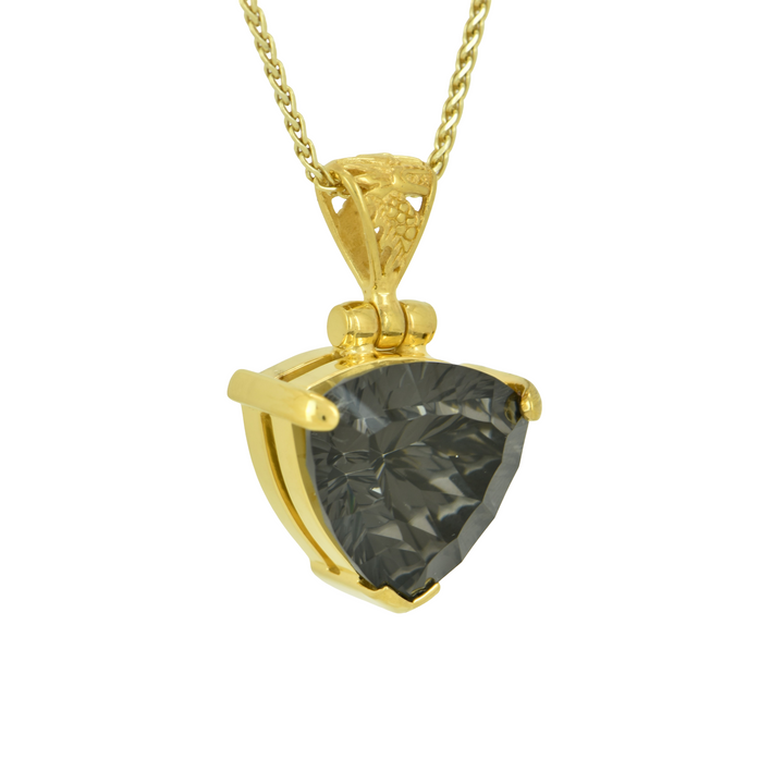 Trillion Midnight Mystic Quartz Pendant, set in Sterling Silver plated in Yellow Gold