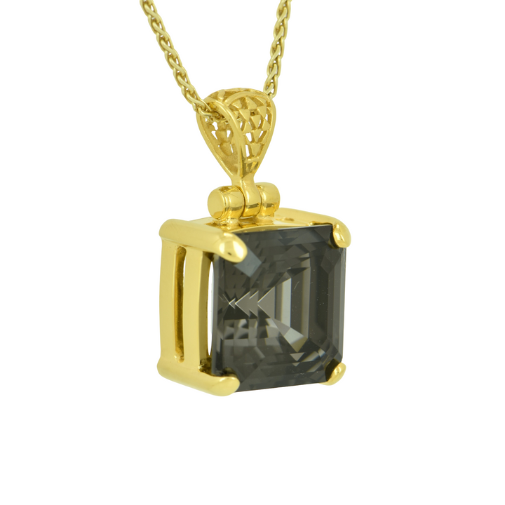Cushion Cut Midnight Mystic Quartz Pendant, set in Sterling Silver plated in Yellow Gold