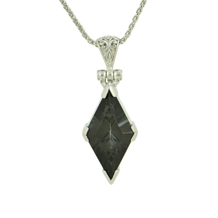 Midnight Mystic Quartz Pendant, set in Sterling Silver plated in White Rhodium