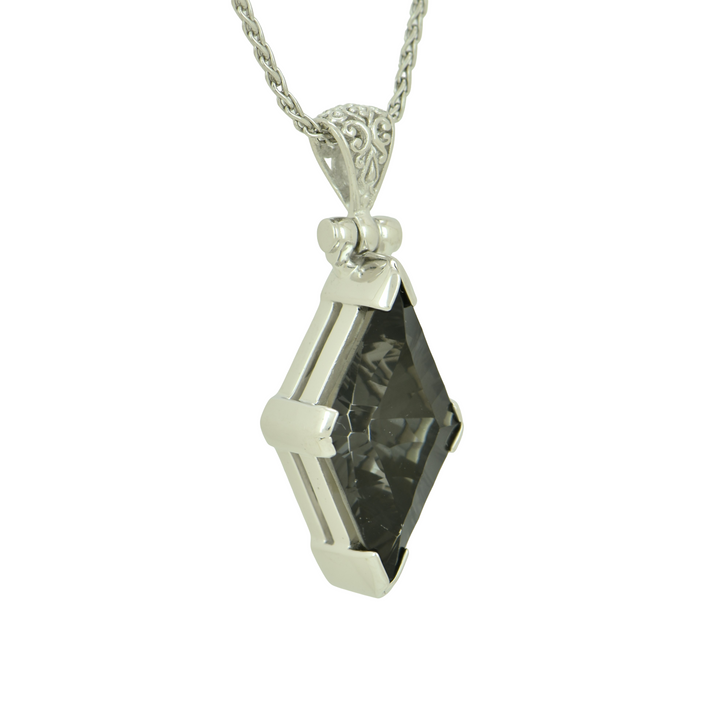 Midnight Mystic Quartz Pendant, set in Sterling Silver plated in White Rhodium