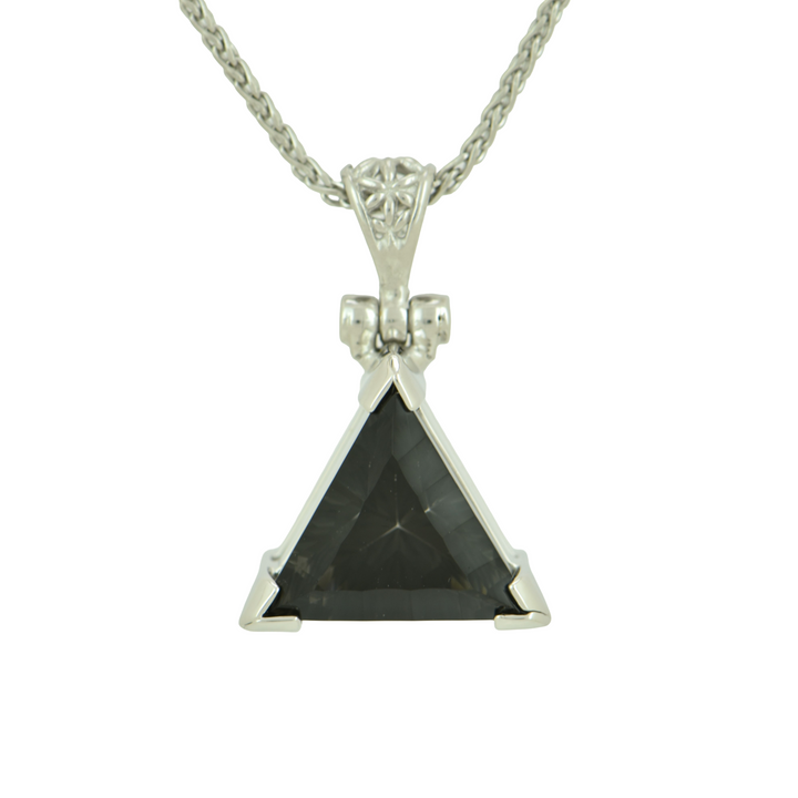 Pyramid Midnight Mystic Quartz Pendant, set in Sterling Silver plated in White Rhodium