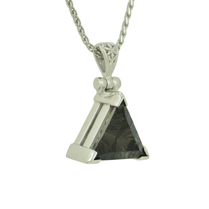Pyramid Midnight Mystic Quartz Pendant, set in Sterling Silver plated in White Rhodium