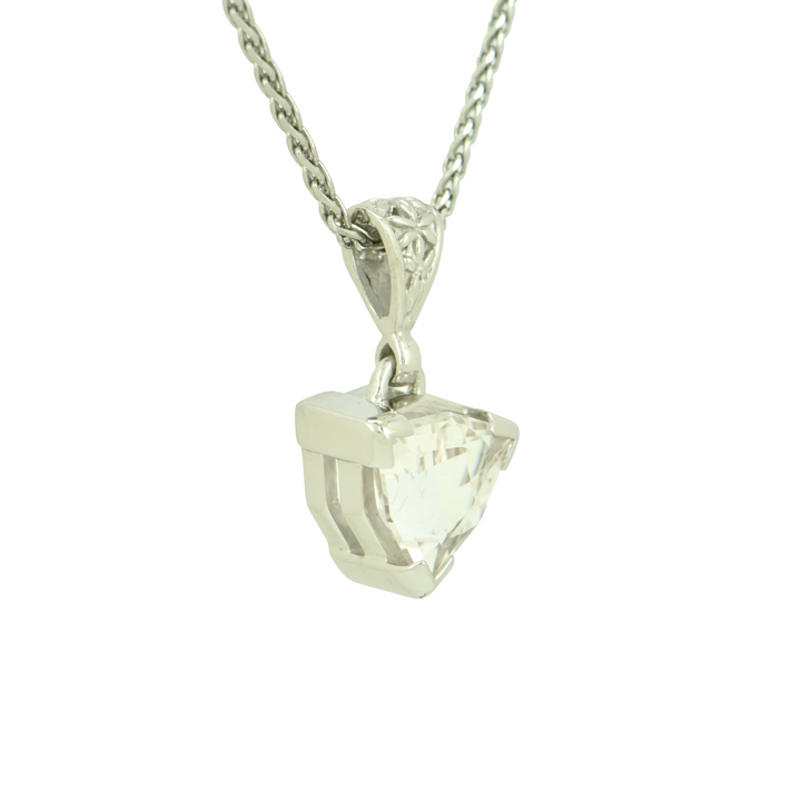 Trillion Danburite Pendant, set in Sterling Silver plated in White Rhodium