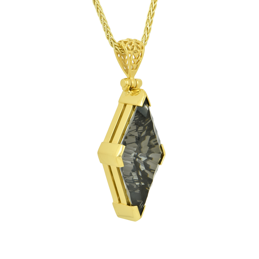 Midnight Mystic Quartz Pendant, set in Sterling Silver plated in Yellow Gold