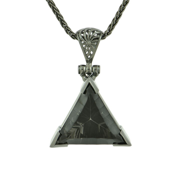 Pyramid Midnight Mystic Quartz Pendant, set in Sterling Silver plated in Black Rhodium