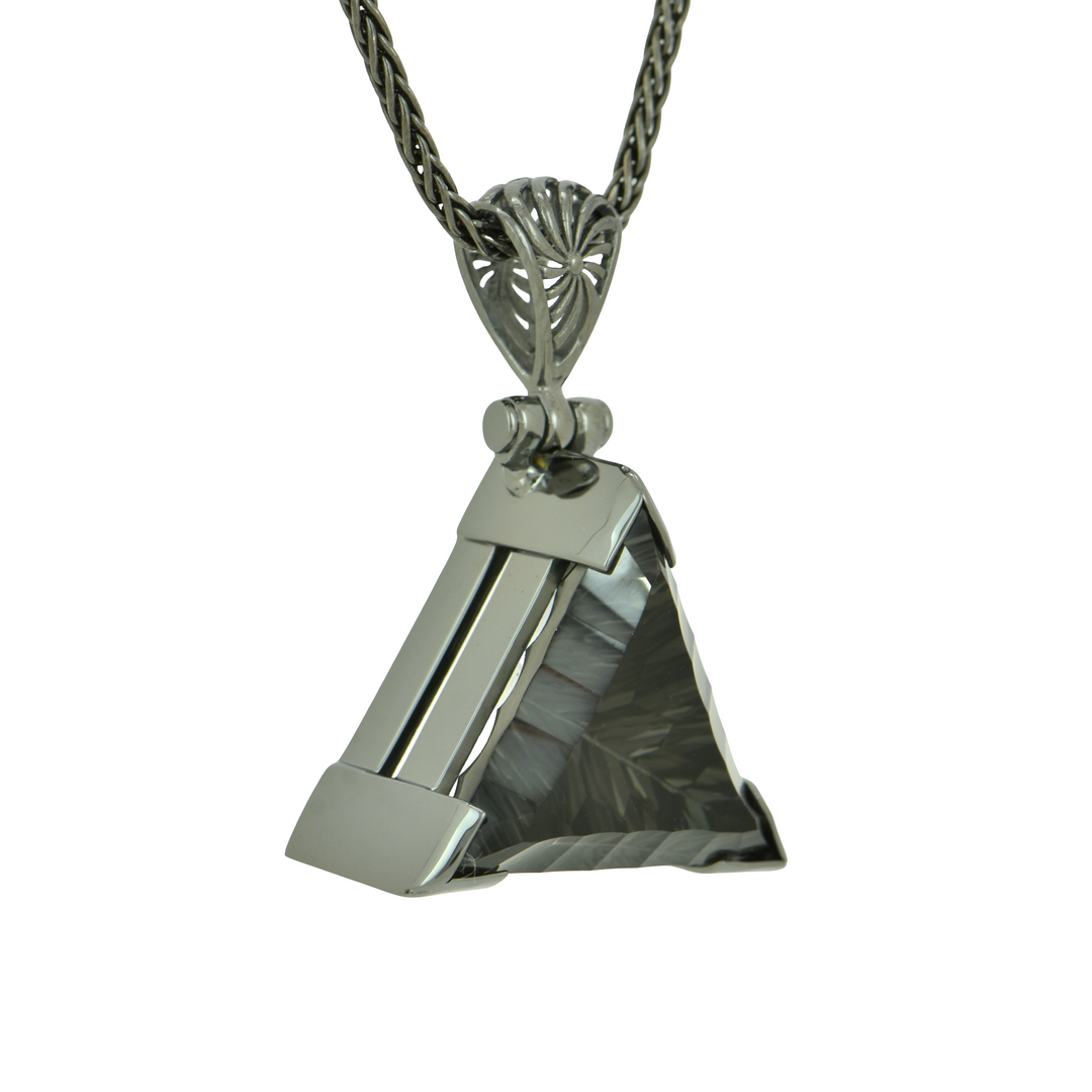 Pyramid Midnight Mystic Quartz Pendant, set in Sterling Silver plated in Black Rhodium