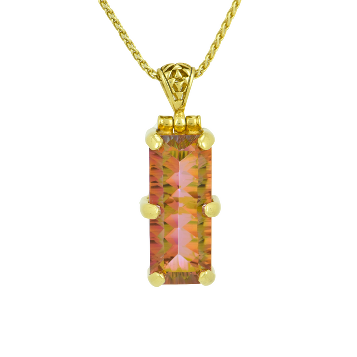 Emerald Cut Sunstar Mystic Quartz Pendant