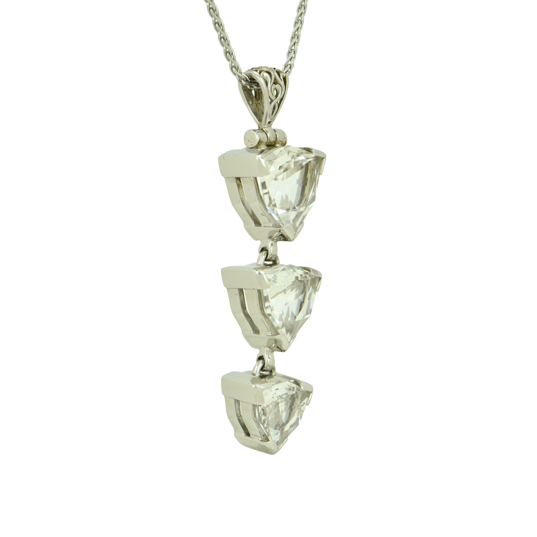Trillion Petalite Pendant, set in Sterling Silver plated in White Rhodium