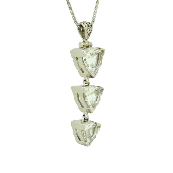 Trillion Petalite Pendant, set in Sterling Silver plated in White Rhodium