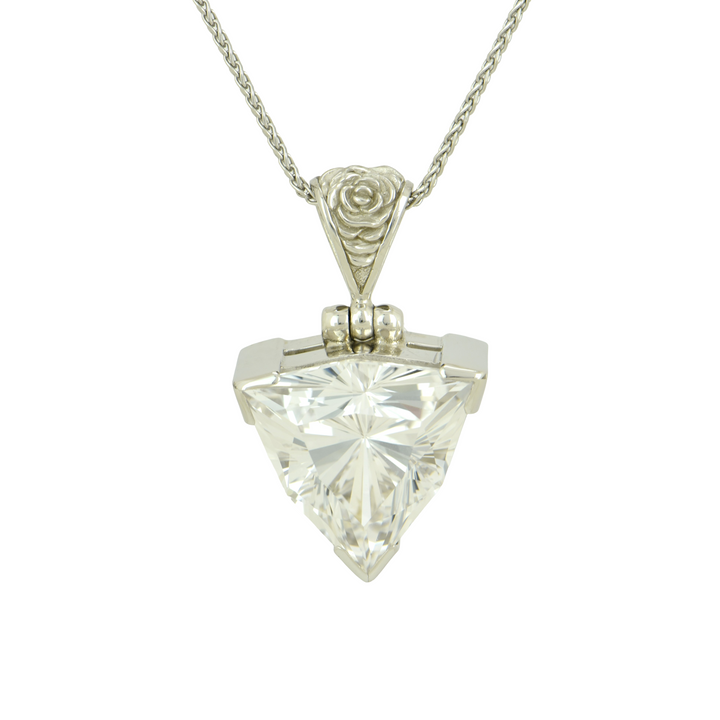 Trillion White Sapphire Pendant, set in Sterling Silver plated in White Rhodium