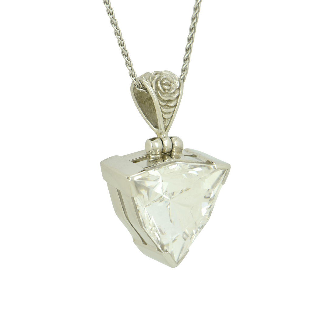 Trillion White Sapphire Pendant, set in Sterling Silver plated in White Rhodium