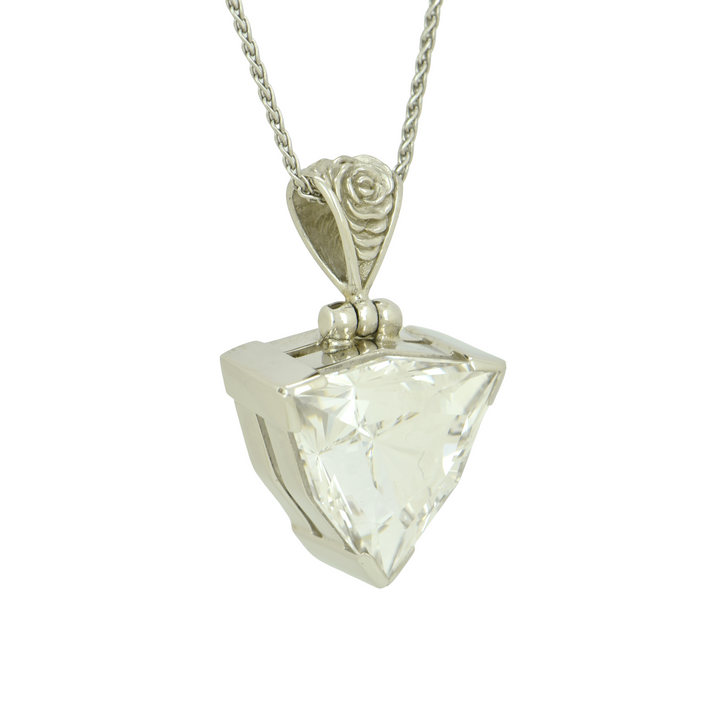 Trillion White Sapphire Pendant, set in Sterling Silver plated in White Rhodium