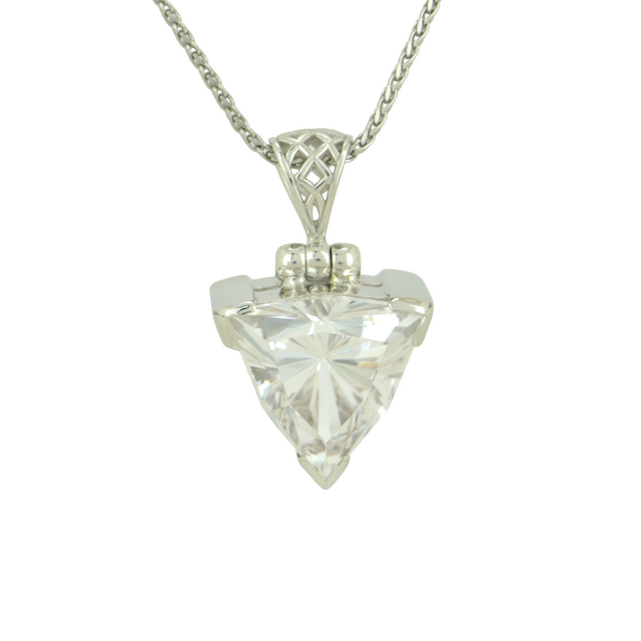 Trillion White Sapphire Pendant, set in Sterling Silver plated in White Rhodium