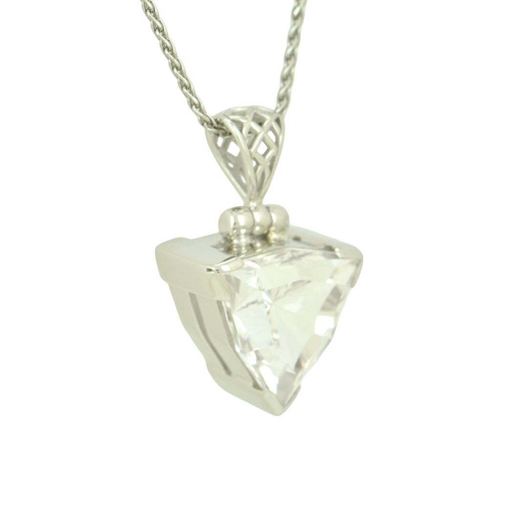 Trillion White Sapphire Pendant, set in Sterling Silver plated in White Rhodium