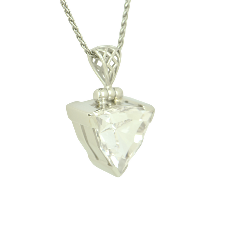 Trillion White Sapphire Pendant, set in Sterling Silver plated in White Rhodium