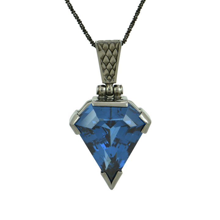 Superman Blue Green Spinel Pendant, set in Sterling Silver plated in Black Rhodium