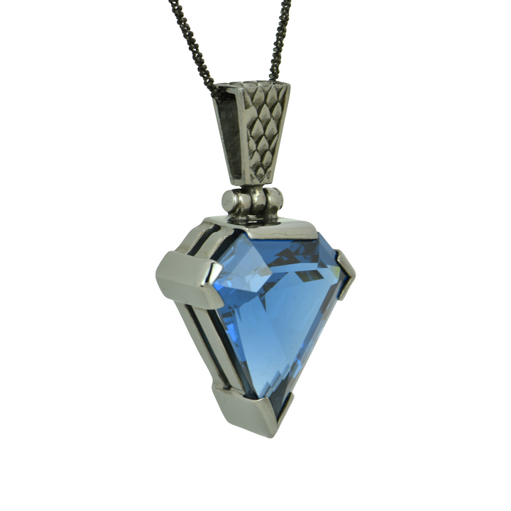 Superman Blue Green Spinel Pendant, set in Sterling Silver plated in Black Rhodium
